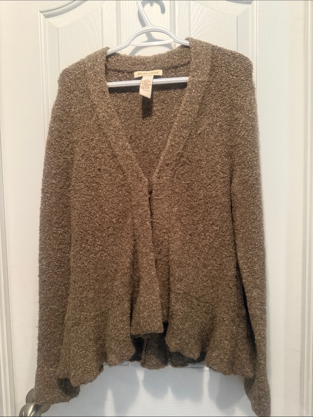 Melissa Paige Olive Textured Open Front Cardigan